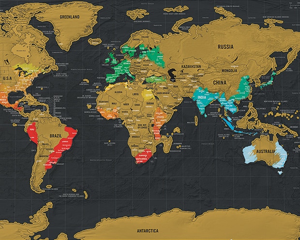 Carte du Monde à Gratter Planisphère en Français - Cadeau ...