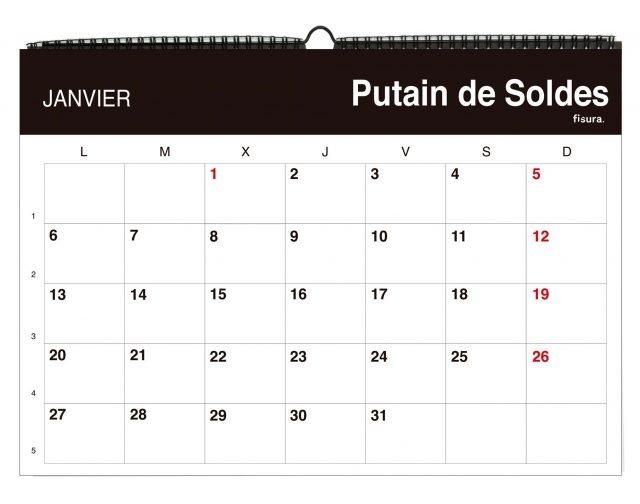 calendrier putain 2020