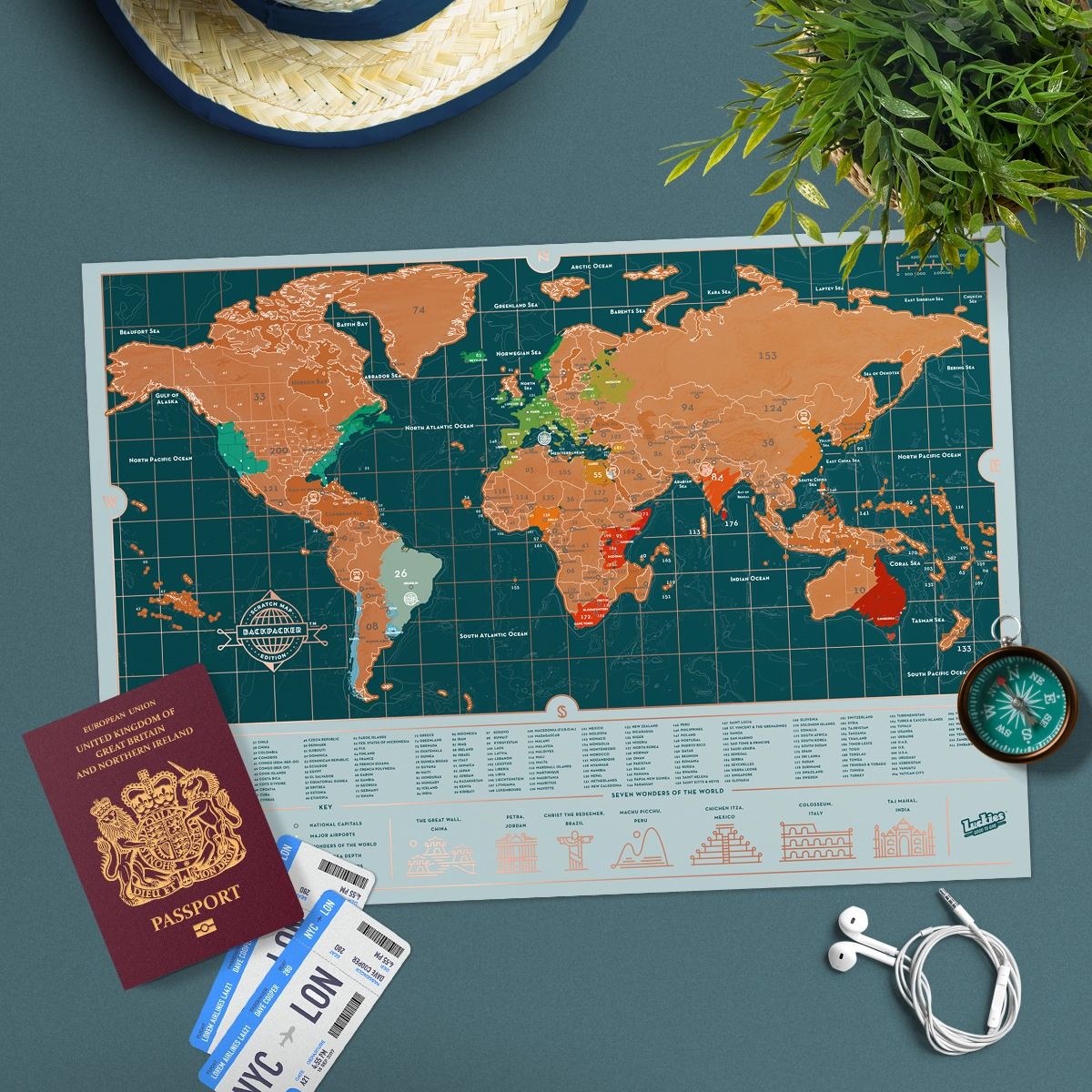 Carte du monde à gratter Backpacker édition - Super Insolite
