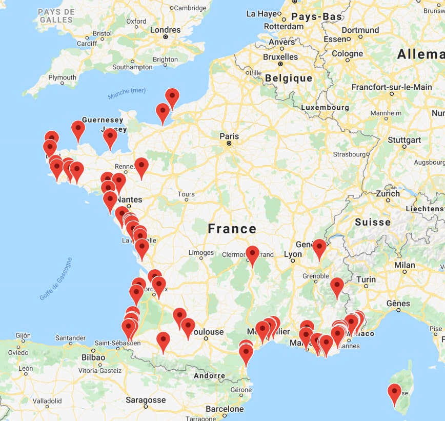 carte activité ski nautique et bouées tractées