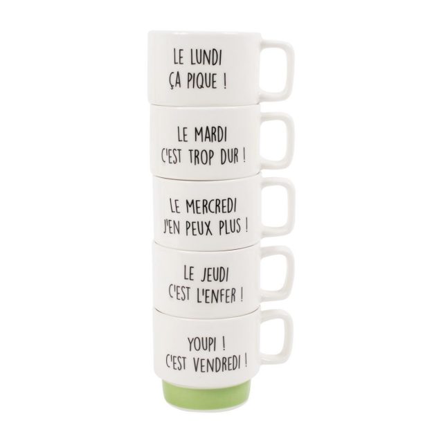 coffret 5 tasses insolites semaine