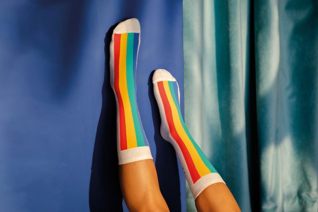 chaussettes gateau arc-en-ciel