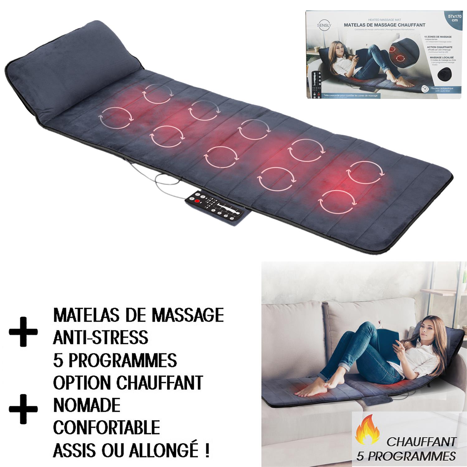 matelas massage chauffant